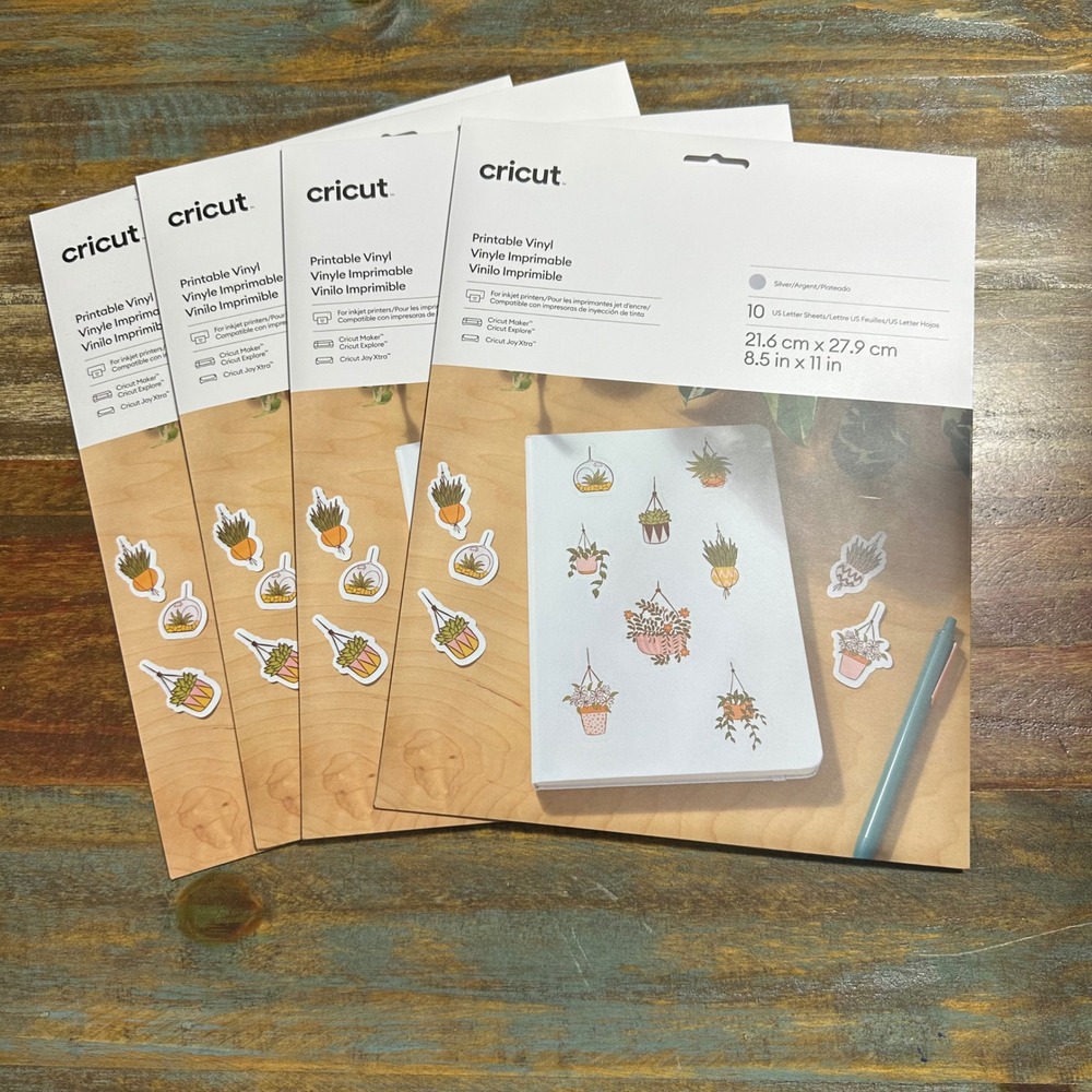 Cricut‎ Printable Vinyl Silver 8.5 x 11 40 Sheets Total Lot of 4 Inkjet Sticker